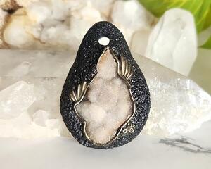 Polymer Clay Druzy Quartz Pendant