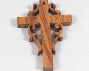 This handmade Christian cross features a Victorian-style fretwork design, making it a perfect ornament for Easter, Christmas, or home decor.