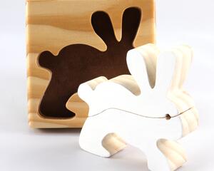 Wood Puzzle Bunny Rabbit, Handmade from Select Grade Hardwood and Hand Painted. Animal Puzzle From My Puzzle Pals Collection
