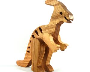 Handmade toy dinosaur figurine parasaurolophus hand finished and made from select grade hardwoods from my Buddies Dinos Collection