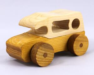 Handmade Wood Toy Minivan Car Finished with Clear and Amber Shellac from the Speedy Wheels Collection