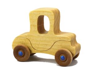 Handmade Wood Toy Car Itty Bitty Mini Model-T Finished with Oil & Beeswax, Metallic Saphire Blue Acrylic Paint, and Amber Shellac