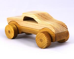 Handmade Wood Toy Car Finished with Two-Tone Clear and Amber Shellac Roadster Coupe or Truck From My The Speedy Wheels Collection