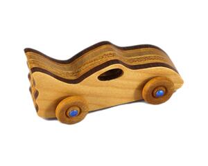 Handmade Wood Bat Car Hand Finished With Clear And Amber Shellac Shellac With Metallic Sapphire Blue Acrylic Paint Trim