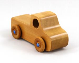 Handmade Wood Toy Pickup Truck Made From Premium Hardwoods And Hand Finished With Satin Polyurethane With metallic Saphire Blue Trim