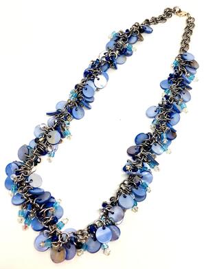 Blue Shaggy Loop Chainmaille Necklace