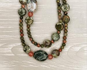 unakite semiprecious stone necklace