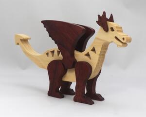 Handmade Wood Dragon Fantasy Animal Figurine Made From Select Grade Contrasting Hardwoods And Finished With A Custom Blend Of Oils and Waxes