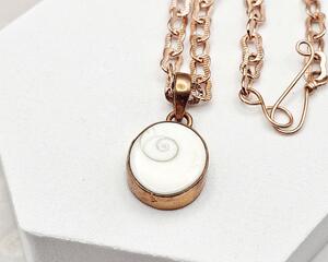 15 inch copper choker with Shiva eye pendant and handcrafted hook clasp.