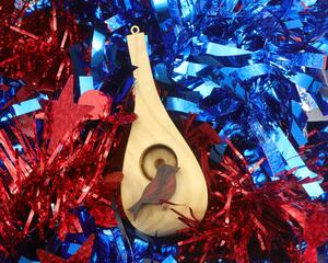 Wood Birdhouse Ornament Christmas Tree Decoration Handmade From Select Hardwoods and Finished with Oil and Beeswax