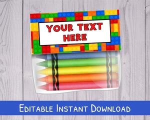 Building brick treat bag topper