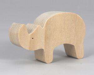 Handmade Wood Toy Rhinoceros Cutout Stackable Freestanding Unpainted Unfinished Paintable Use For Toys Kids Crafts, Wildland From My Itty Bitty Animal Collection