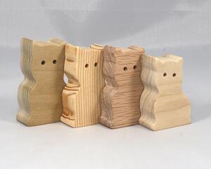 A handmade freestanding wooden toy cat cutout 1/2-3/4 inches thick is made from various kinds of wood sanded smooth and ready to paint. It is excellent for kids' crafts, pretend, or stacking toys. Other sizes are available with a custom order.