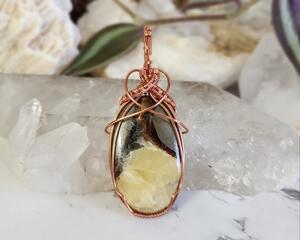 Septarian Copper Wire Wrapped Gemstone Pendant