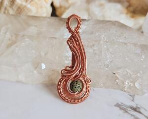 Lava Rock Oil Diffuser Copper Wire Wrapped Pendant