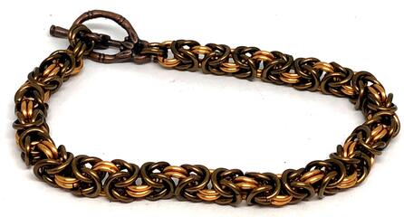 Bronze Byzantine Chainmaille Statement Bracelet