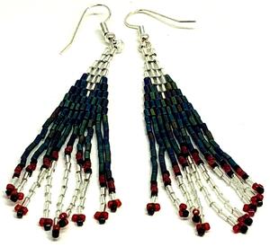 Red Black Crystal Fringe Art Deco Earrings