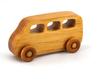 Wood Toy Car, MiniVan, Micro Bus, Handmade, Finished with Amber Shellac, From My Play Pal Collection