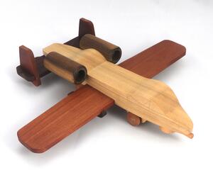 Wood Toy Airplane, Modeled After The  A-10 Thunderbolt II aka Warthog, Handmade and Finished from Select Grade Hardwoods