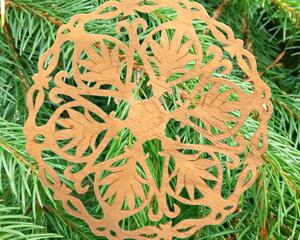 Large Wood Victorian Snowflake Style Christmas Ornament Handmade and Finished