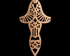 Handmade Wood Fretwork Victorian Icicle style Christmas tree ornament hand finished with clear shellac.