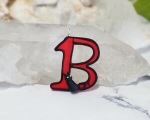 Thirteen Cat Polymer Clay and Sterling Silver Pendant