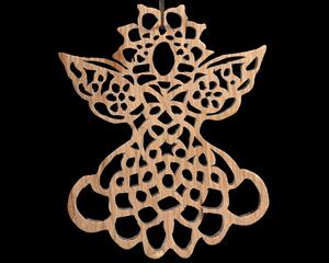 Handmade Victorian Fretwork Style Upcycled Wood Ornament with Clear Shellac Finish - Ideal for Festive Holiday Decor