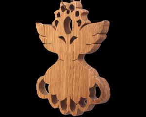 Handmade Victorian Style Fretwork Angel Christmas tree ornament. Made from upcycled hardwood and hand finished with a custom blend of oil and waxes applied hot for deep penetration and durability.