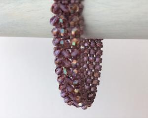 Lavender handwoven beaded bracelet featuring sparkling faceted Czech beads