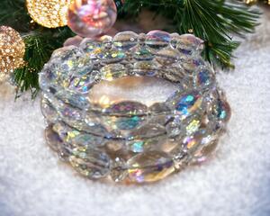 Chrystal clear bridal bracelet on memory wire.