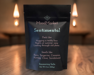 Black pouch on wooden table