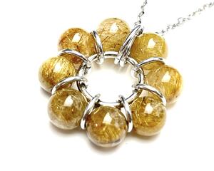 gold rutile crystal quartz chain pendant necklace statement necklace gold necklace
