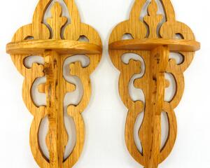 Victorian Style Fretwork Wall Shelves Handmade From Select Grade Hardwood And Hand Finished With Satin Polyurethane And Sold As A Pair