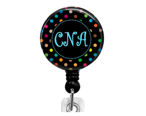 CNA Badge Reel with Polka Dots