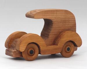 Handmade Wood Panel Truck Ornament, Finished with Amber Shellac and Black Acrylic Paint, Perfect for Christmas Tree Decoration