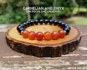Carnelian and Black Onyx for Boosting Creativity Elastic Bracelet by Rock My Zen