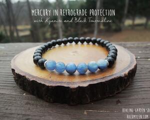 Kyanite and Black Tourmaline Mercury in Retrograde Protection Elastic with by Rock My Zen