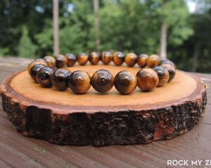 No Metal Tiger Eye Negative Energy Protection Elastic Beaded Bracelet by Rock My Zen
