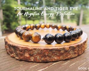 Tiger Eye and Black Tourmaline Negative Energy Protection Elastic with by Rock My Zen