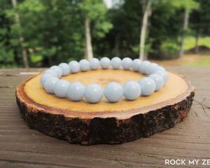 No Metal Angelite Elastic Beaded Bracelet by Rock My Zen