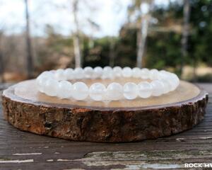 6mm No Metal Moonstone Elastic Beaded Bracelet by Rock My Zen