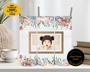 Personalized custom 20 oz insulated skinny tumbler baby photo tumbler first birthday Mother’s Day Father’s Day gift  TammiOribelloDesigns