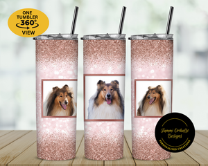When ordering, attach 3 of your pet(s) photos and I will create a custom one-of-a-kind personalized 20 oz skinny tumbler for you.