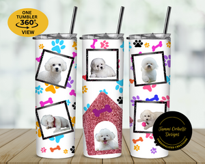 20 oz personalized photo tumbler, photo tumblers, insulated travel cup, stainless steel tumbler, pet animal lover cups,