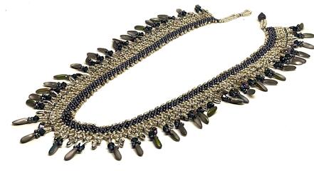 Silver Gray Dagger Beadweaving Necklace