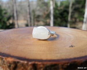 Natural Raw Moonstone Wire Wrapped Ring by Rock My Zen