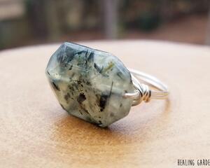 Prehnite Wire Wrapped Gemstone Ring by Rock My Zen