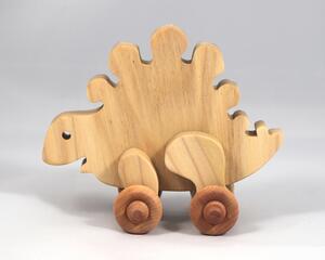 Handmade push toy stegosaurus crafted from select grade hardwoods and finished with a non-toxic coating.