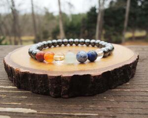 6mm Dainty Hematite Chakra Elastic Beaded Bracelet by Rock My Zen