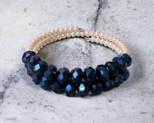 Beautiful royal blue and white pearl wrap bracelet.